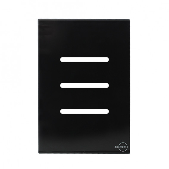 Placa p/ 3 Interruptores 4x2 - Novara Glass Preto Brilhante Placa p/ 3 Interruptores 4x2 - Novara Glass Preto Brilhante